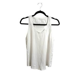 Lululemon Love Tank Womens Size 8 White Cropped Pima Cotton Sleeveless Top